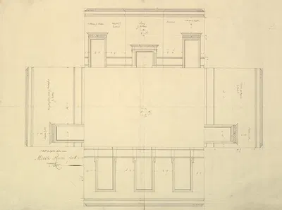 Treasury House, 10 Downing Street, London; Plan of the Great Middle Room (Sir Robert Walpole's Levee Room, Northwest…