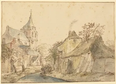 View of Eindhoven from the Northeast by Исаак ван Остаде, 1645 — digital art print download