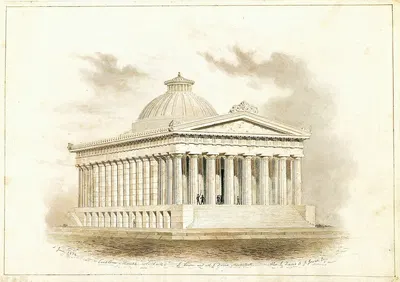 U. S. Custom House, New York (perspective) by Ithiel Town, 1834 — digital art print download