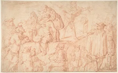 Italian Comedians Performing in a Public Square by Jacob Matthias Weyer — digital art print download