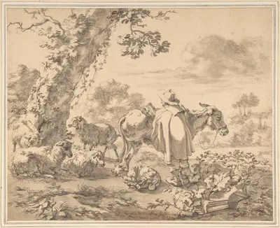 A Herdsman with a Donkey by Якоб ван дер Дос, 1658 — digital art print download