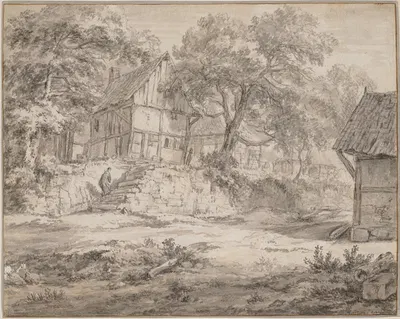 Cottages among Trees by Якоб ван Руйсдал, 1652–1653 — digital art print download