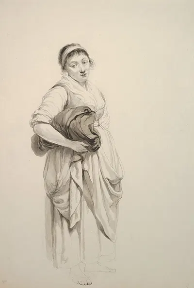 A Standing Young Washerwoman by Jacob van Strij — digital art print download