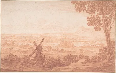 An Extensive Panoramic Landscape with a Windmill by Ян Баптист Виникс — digital art print download