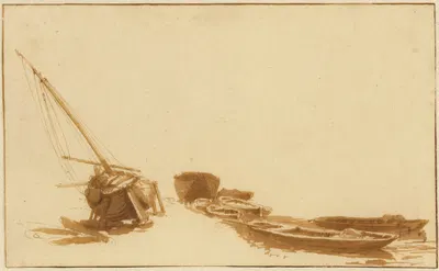 Boats on Shore and in Water by Jan de Bisschop, 1648–1652 — digital art print download