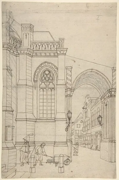 A Townscape with a Churchgate by Ян Хендрик Верхейен — digital art print download