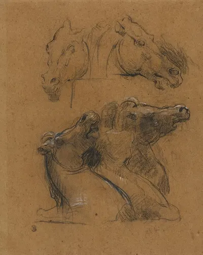 Studies of Horses (after the Elgin marbles) by Жан-Батист Карпо, 1871 — digital art print download