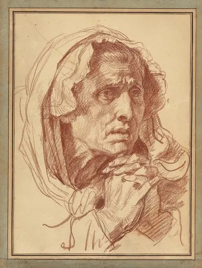 Study of the Head of an Old Woman by Жан-Батист Грёз, 1772–1775 — digital art print download