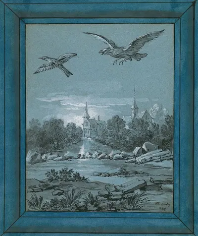 The Eagle and the Magpie by Jean-Baptiste Oudry, 1733 — digital art print download