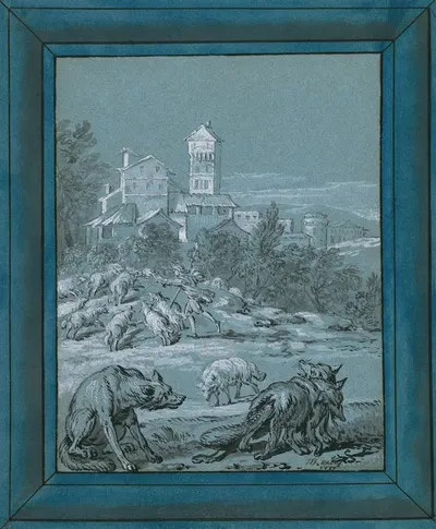 The Wolf and the Fox by Jean-Baptiste Oudry, 1733 — digital art print download