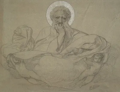 God the Father Supported by Angels, study for the ceiling panel decorating the railway carriage of Pope Pius IX by Жан-Леон…