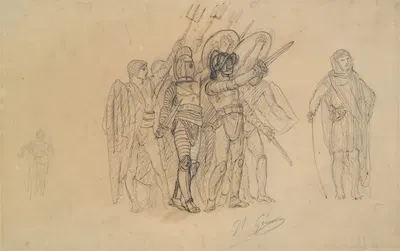 Preparatory study for 'Ave Caesar, Morituri te Salutant' (Hail Caesar! We who are about to die salute you) by Жан-Леон…