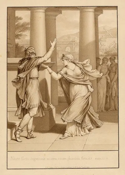 Dido Excoriates Aeneas, from Book IV of the 'Aeneid' by Жан-Мишель Моро ле Жён, 1803 — digital art print download
