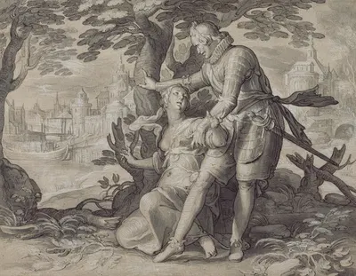 Young Woman Assisted by a Gentleman by Иоахим Втеваль, 1609–1611 — digital art print download