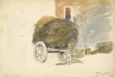 Haywagon in a Farmyard by Johan Barthold Jongkind, 1865 — digital art print download