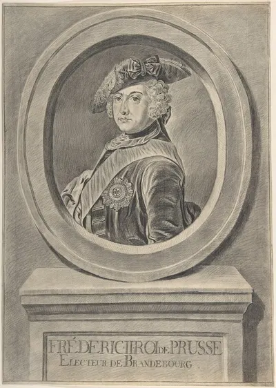 Portrait of Frederick II of Prussia, after Antoine Pesne by Иоганн Георг Вилле, 1730–1808 — digital art print download