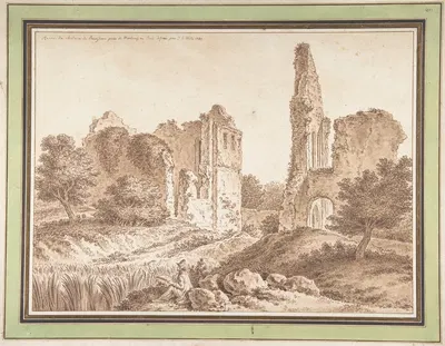 Ruins of the Château of Becoiseau, near Mortcerf (seine-et-Marne) by Иоганн Георг Вилле, 1784 — digital art print download
