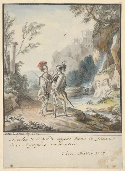 Carlo and Ubaldo Resisting the Enchantments of Armida's Nymphs by Иоганн Генрих Вильгельм Тишбейн, 1782 — digital art print…