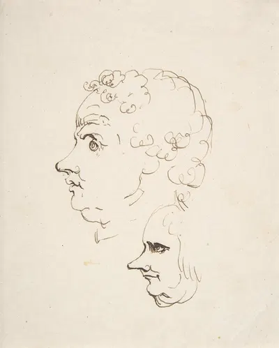 Two Caricature Heads of Men by Johann Heinrich Wilhelm Tischbein — digital art print download