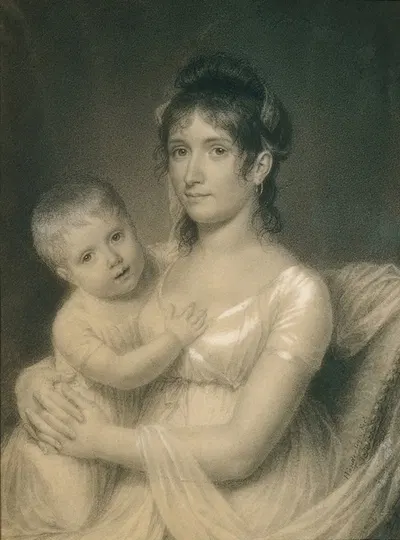 Mrs. Daniel Strobel, Jr. (Anna Church Strobel) and Her Son, George by John Vanderlyn — digital art print download