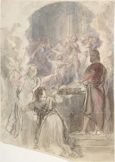 Scene from 'My Aunt Margaret's Mirror' (Keepsake Story by Sir Walter Scott) by John William Wright — digital art print…