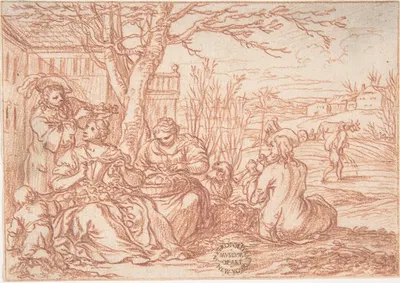 April (one of a series representing the labors of the months) by Йонас Умбах, 1690 — digital art print download