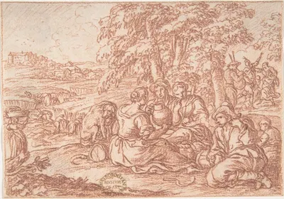 August (one of a series representing the labors of the months) by Йонас Умбах, 1690 — digital art print download