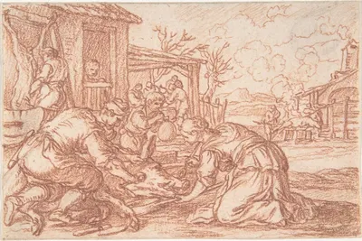 December (one of a series representing the labors of the months) by Jonas Umbach, 1690 — digital art print download