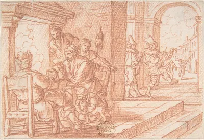 February (one of a series representing the labors of the months) by Йонас Умбах, 1690 — digital art print download