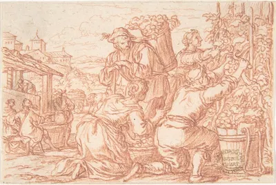October (one of a series representing the labors of the months) by Йонас Умбах, 1690 — digital art print download