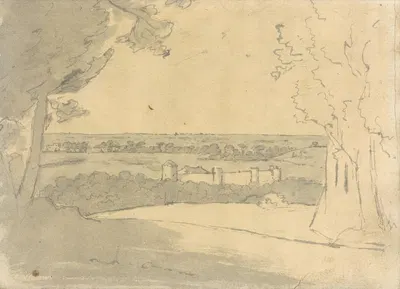Landscape with a Distant Buildings by Джозеф Райт из Дерби — digital art print download