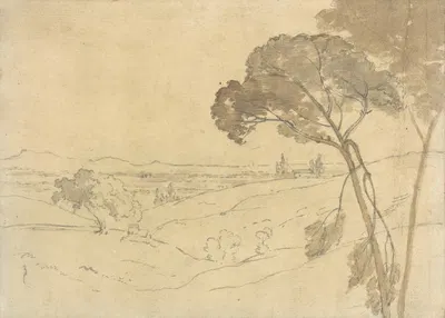 Landscape with Distant Buildings by Джозеф Райт из Дерби — digital art print download