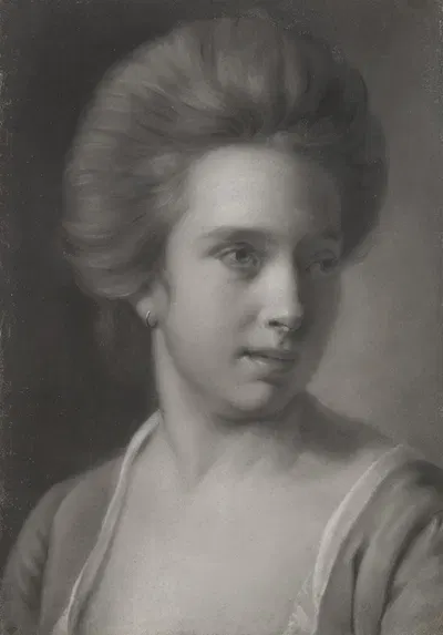 Portrait of a Woman, Her Head Turned to the Right, Wearing an Earring by Joseph Wright of Derby — digital art print download