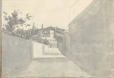 Townscape with a Walled Street and Distant Villa by Джозеф Райт из Дерби — digital art print download