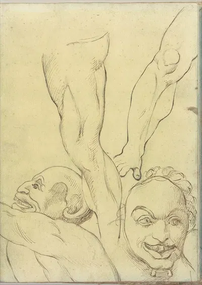Two Demons and Two Legs, probably after Michelangelo by Джозеф Райт из Дерби — digital art print download