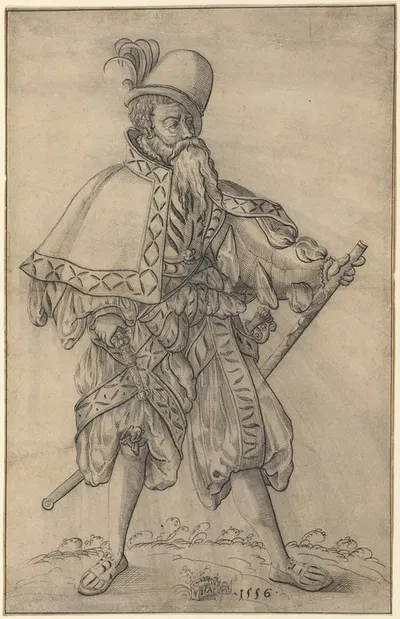 An Officer of the Rank of 'Oberster Feldprofoss' in the Imperial Army by Йост Амман, 1556 — digital art print download