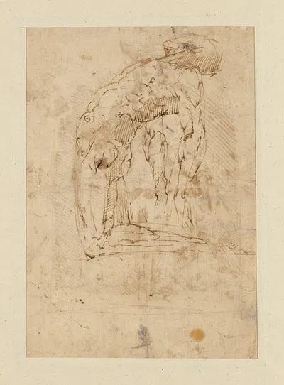 Kneeling Male Nude, with His Head and Shoulders Leaning Back by Juan del Castillo, 1630–1650 — digital art print download