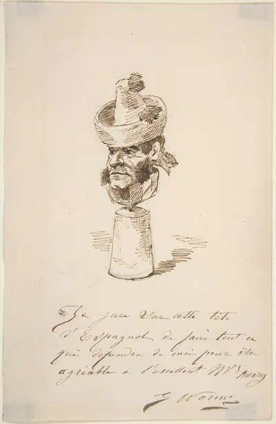 Caricatured Head of a Spaniard by Жюль Вормс, 1880 — digital art print download