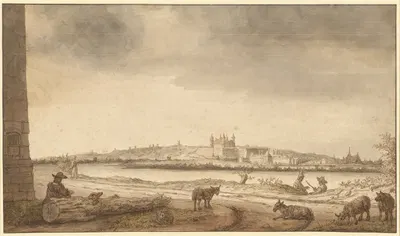 The Town and Castle of Saumur from across the Loire by Ламбер Думер, 1670 — digital art print download