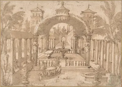 View of the Gardens of a Palace by Лодевийк Топут — digital art print download