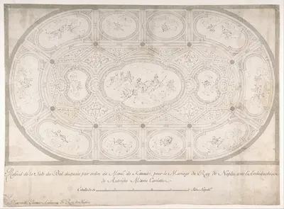 Ceiling of Ballroom decorated for the Marriage of the King of Naples to the Archduchess of Austria by Luigi Vanvitelli,…