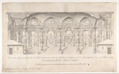 Longitudinal Section of a Ballroom Decorated for the Marriage of the King of Naples to the Archduchess of Austria by Luigi…