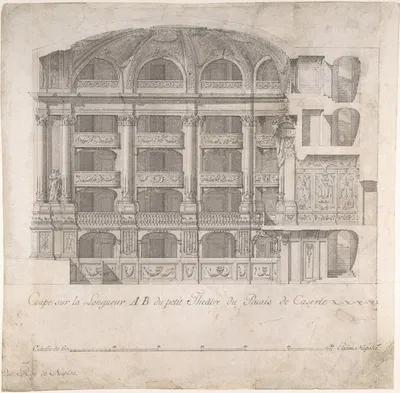 Longitudinal Section of the Small Theater in the Palace at Caserta by Luigi Vanvitelli, 1700–1773 — digital art print…