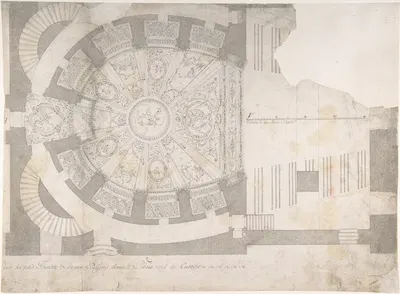 Projection of Ceiling Over Plan of the Small Theater in the Palace at Caserta by Luigi Vanvitelli, 1700–1773 — digital art…