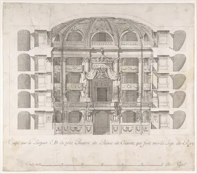 Transverse Section of the Small Theater in the Palace of Caserta with a View Towards the Royal Box by Luigi Vanvitelli,…