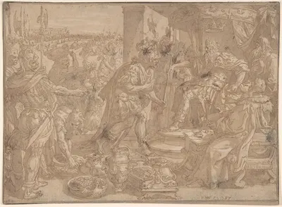 Holofernes before Nebuchadnezzar (Judith 2;4-13) by Мартен де Вос, 1587 — digital art print download