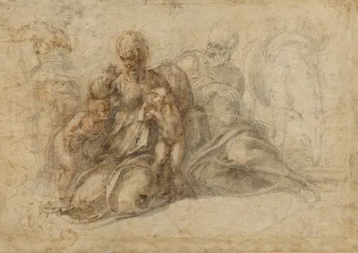 The Holy Family with the Infant Saint John the Baptist by Michelangelo, 1530 — digital art print download
