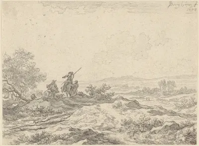 Dune Landscape with Shepherds by Николаес Питерсз. Берхем, 1652 — digital art print download