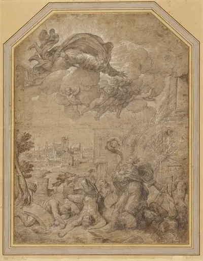 Saint Catherine of Alexandria at the Wheel by Nicolò dell'Abate, 1547–1550 — digital art print download