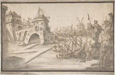 Harbor Scene by Nikolaus Gottfried Stuber — digital art print download